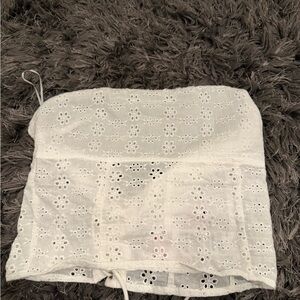 Edikted White Eyelet Crop Top